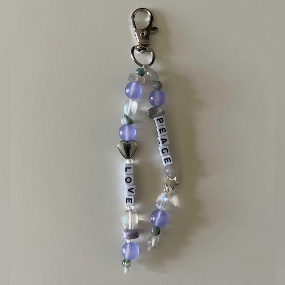 🆕 Purple Beaded Keychain | Handmade Boho Charm | Customizable Word Beads